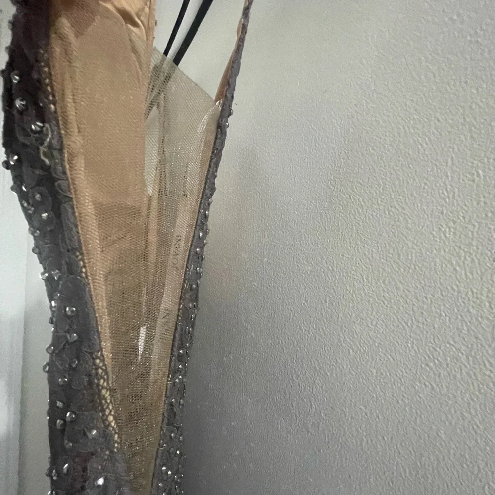 BEADED LACE FITTED SLEEVELESS GOWN BY JOVANI 48994 - Picture 5 of 16